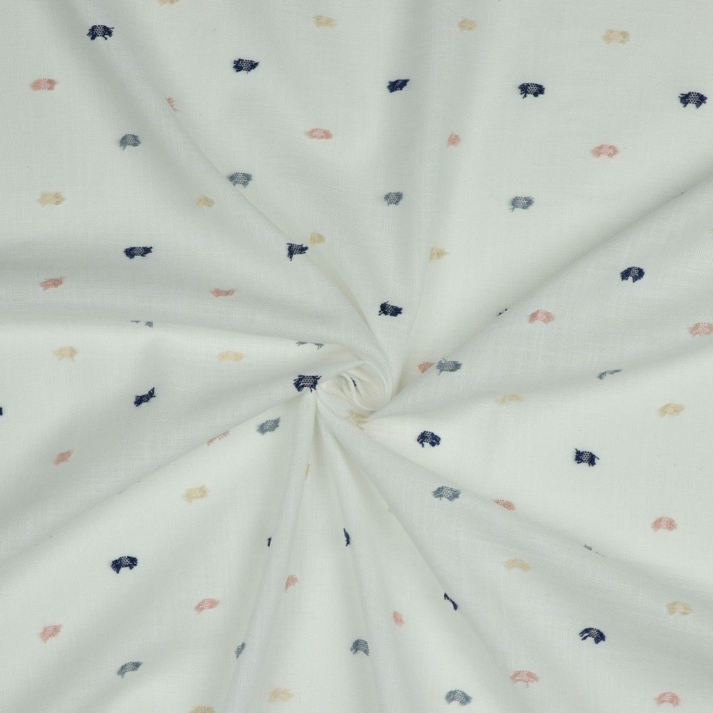 Dobby Spot Cotton Off White Tufted Multi Dots
